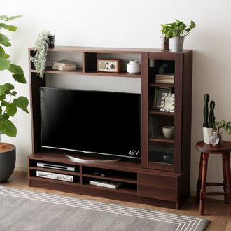 壁面収納テレビ台(ウォルナット/オーク)50型対応の大容量収納 | 【公式