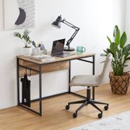 木目調デスク スチール脚[幅98] | 【公式】LOWYA(ロウヤ) 家具