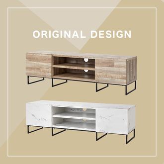 異素材MIXテレビ台 大理石柄 木目調 スチール脚 [幅136] | 【公式