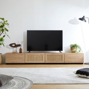 幅240] ラタン調 テレビ台 木製 スチール脚 組み換え可能 韓国