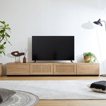 幅240] ラタン調 テレビ台 木製 スチール脚 組み換え可能 韓国