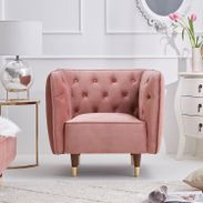 大人可愛いお部屋にぴったり！ベルベット調ソファ(1人掛け：ピンク
