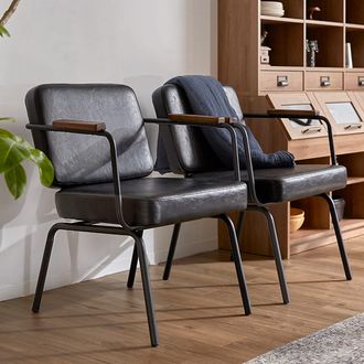 2脚セット]1人掛けソファ ダイニングソファ ヴィンテージ調 [幅63