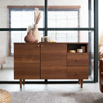 日本製キャビネット(幅120cm) 木製サイドボード リビング収納に