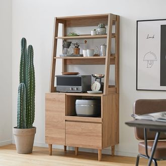 食器棚(幅61cm) キッチン収納 レンジ台 収納棚 シンプルなキッチン