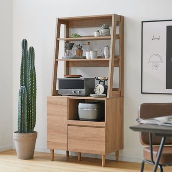 食器棚(幅61cm) キッチン収納 レンジ台 収納棚 シンプルなキッチン