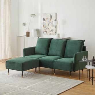 ベルベット調3人掛けカウチソファ[幅169] | 【公式】LOWYA(ロウヤ