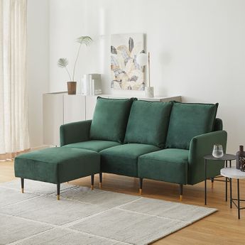 ベルベット調3人掛けカウチソファ[幅169] | 【公式】LOWYA(ロウヤ