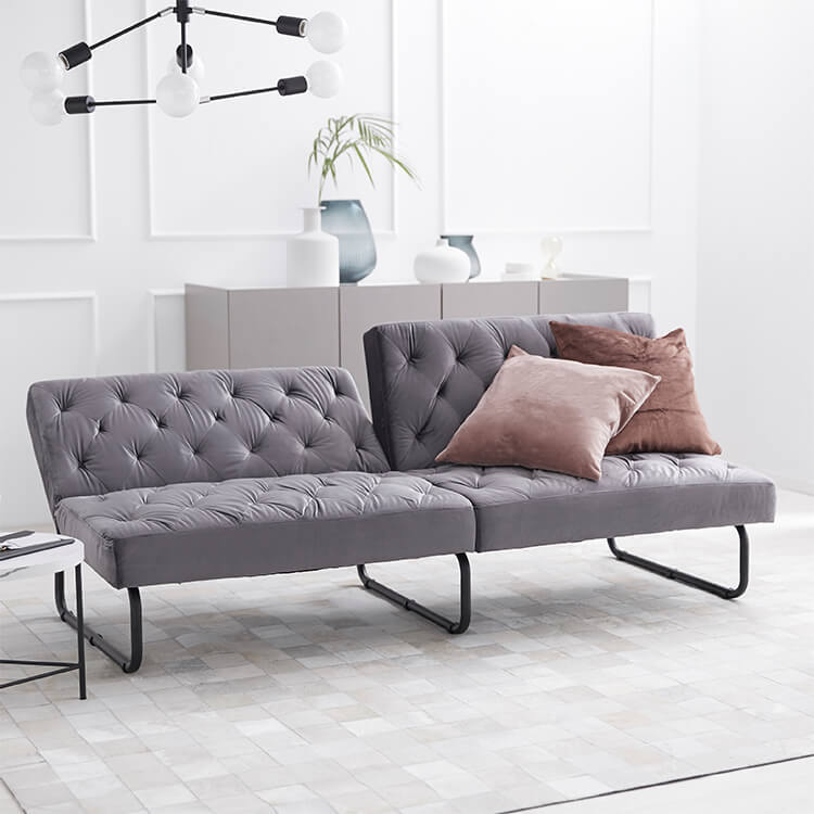 ソファベッド ベルベット調生地使用 スチール脚 [幅179] | 【公式