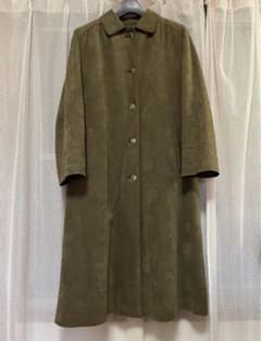 ビンテージ品】ロングコート ステンカラーコート カーキ スエード