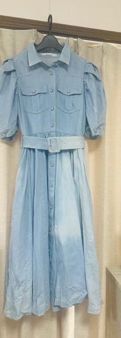 人気商品✨Estella.Kウォッシュデニム加工シャツロングワンピース