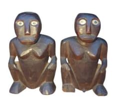 アフリカンアート 木製人型彫刻 2体セット 【 希少 パラオ トコベイ