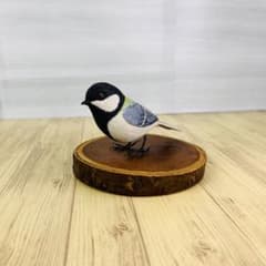 シジュウカラ 野鳥 彫刻 バードカービング 木彫り 置物 インテリア