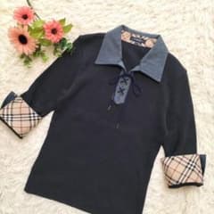 BURBERRY LONDON リブニット 七分袖 ノバチェック レースアップ - メルカリ