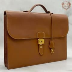 エルメス サックアデペッシュ38 ゴールド クシュベル ブラウン