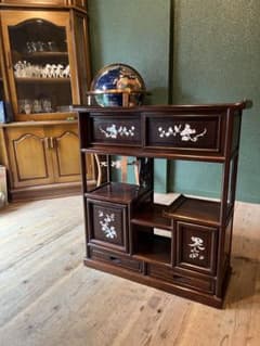 ジョンジョン様専用＊螺鈿 紫檀 茶箪笥 飾り棚 小ぶり 違い棚 和風