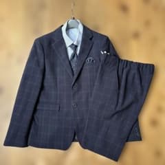ワンダーファクトリー フォーマルスーツ ネイビー 格子チェック柄 170