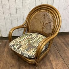 A-2 昭和レトロ ラタンチェア 回転座椅子 腰掛け ローチェア 古家具