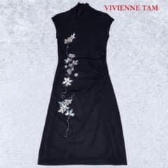 ヴィヴィアンタム 花柄刺繍 パワーネット ワンピース ストレッチ