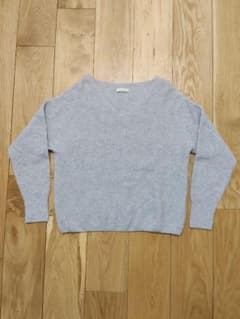 Loungedress ラウンジドレス カシミヤ100畦Vネックニット グレー