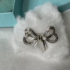 TIFFANY ティファニー リボンキー チーフブローチ シルバーゴールド