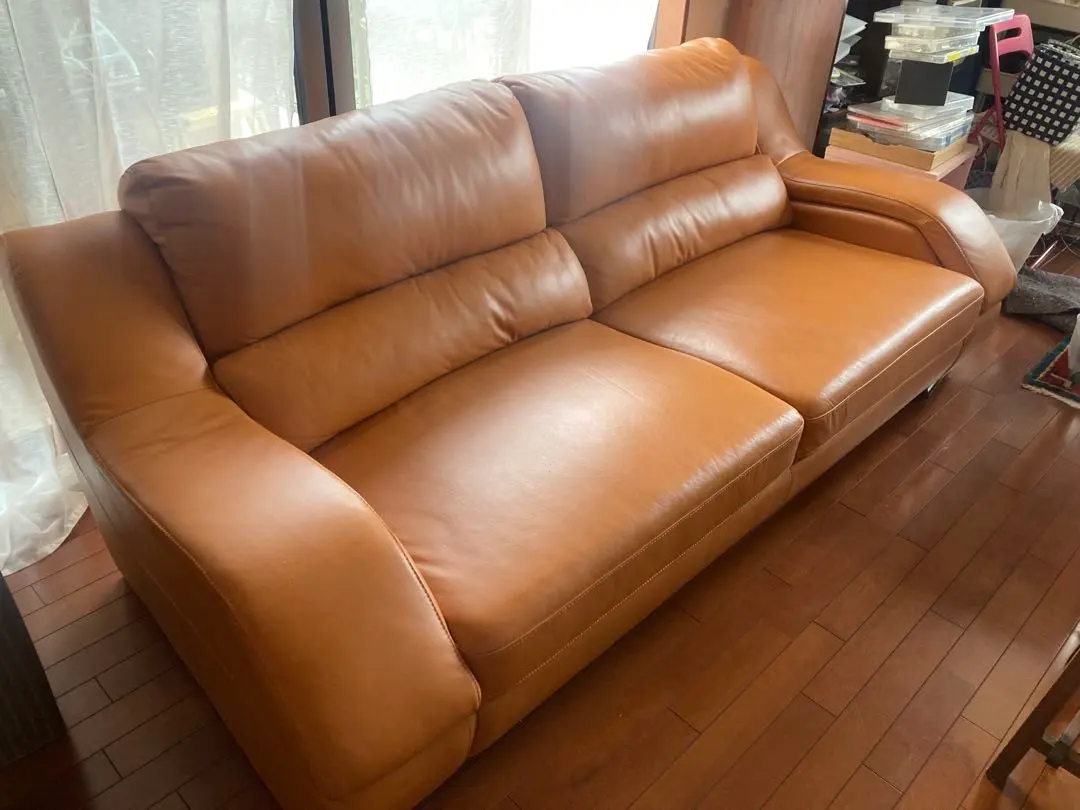 LURKEY/3段階リクライニングソファー/レザー/オレンジ