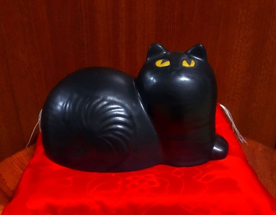 リサラーソン マイ maj オールブラック 高級座布団付き Maj じゃまをする猫「マイ」