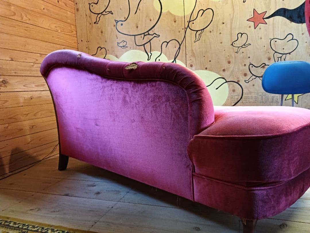 2-3人掛け ワインレッド ベルベットソファ 昭和ロマン - メルカリ