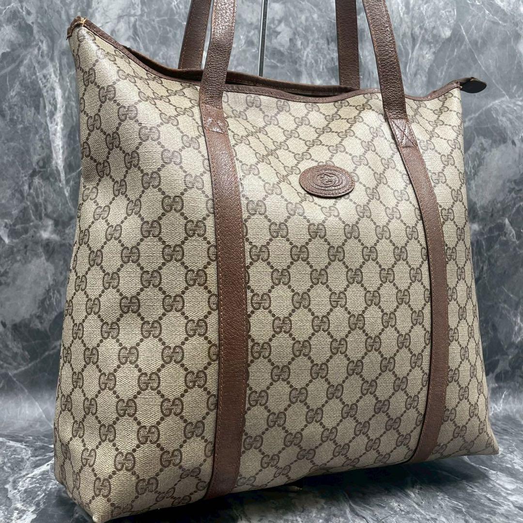 ✨美品✨GUCCI GG トートバッグ ベージュ ブラウン レザー ロゴ 肩掛け