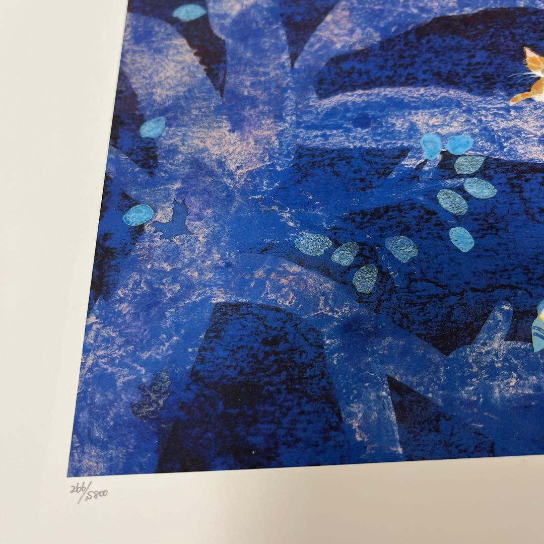 渡辺あきお 猫 小鳥 版画 それぞれの時間｜版画 | 渡辺あきお ONLINE