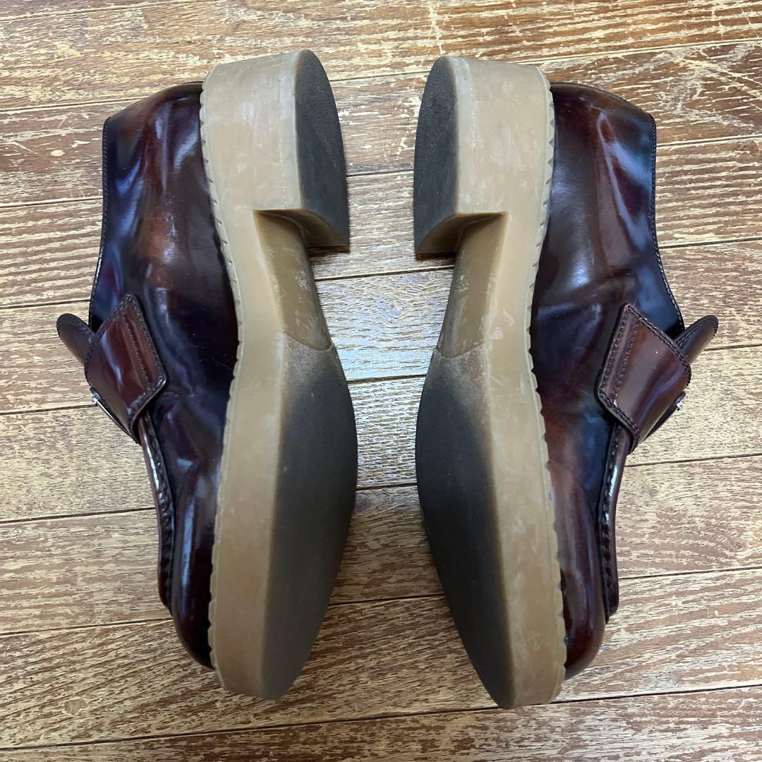 美品 プラダ 厚底 ローファー バーガンディ - メルカリ