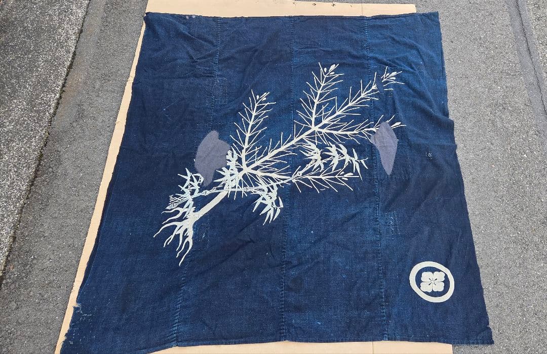 古布リメイク 襤褸 筒描き 藍染 木綿 風呂敷 4幅 - メルカリ