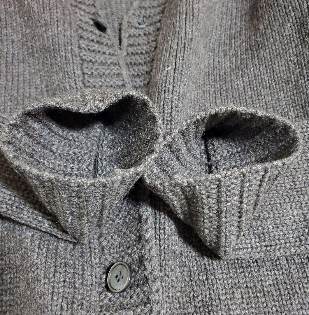 ザノーネ 襟付きカーディガン ウール ヤク チャコールブラウン 48