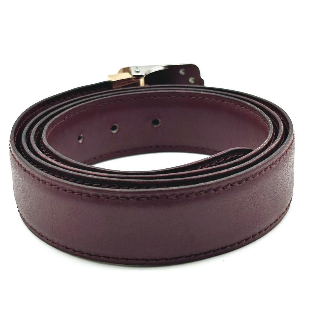 美品】カルティエ ロゴ バックル ベルト ボルドー レザー - メルカリ