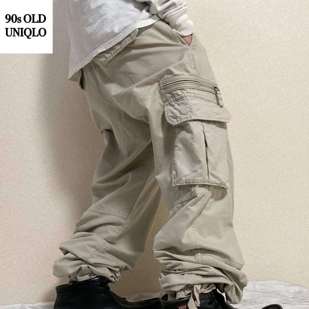 90s OLD UNIQLO パラシュート カーゴパンツ ドローコード テック