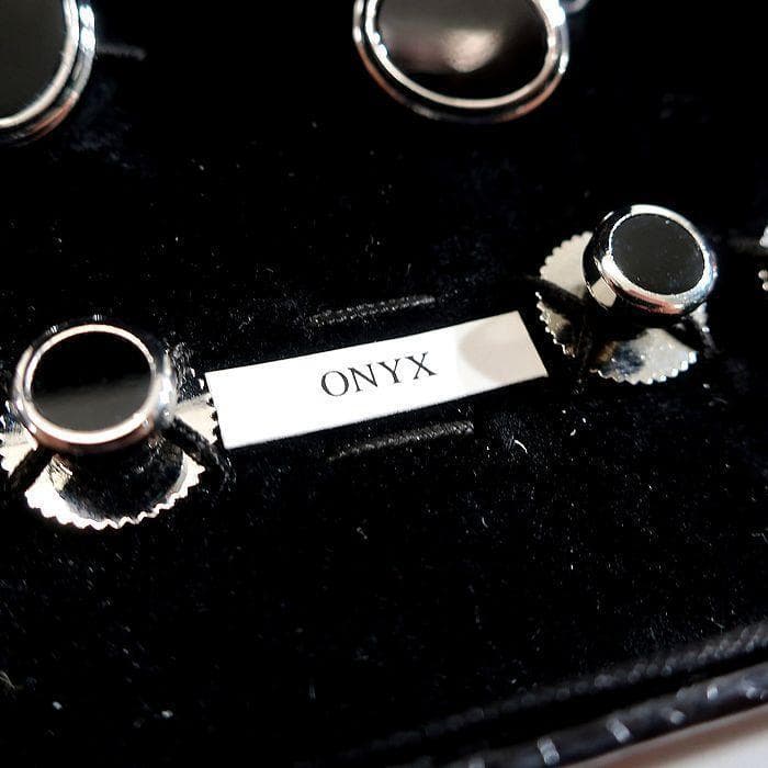 ヘンリープール 英国製 オニキス カフス ドレススタッド セット 定価4.1万