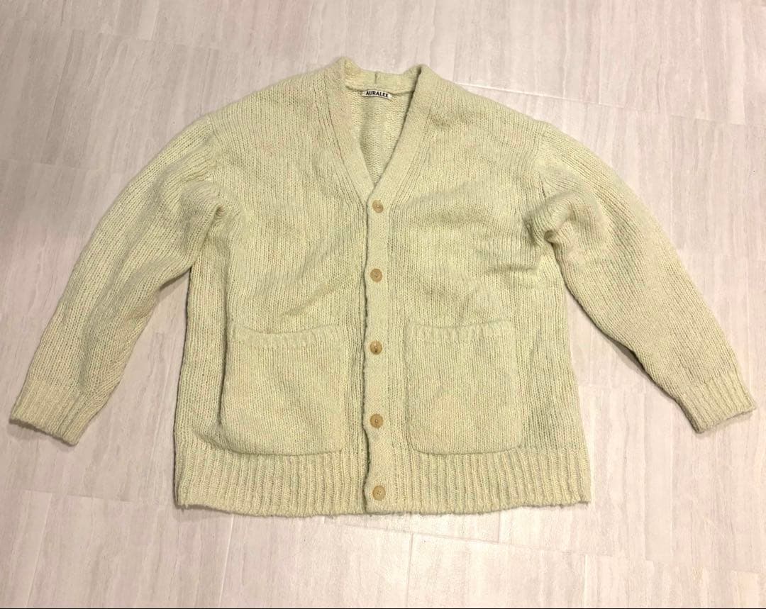 AURALEE ニット カーディガン ライトイエロー - メルカリ