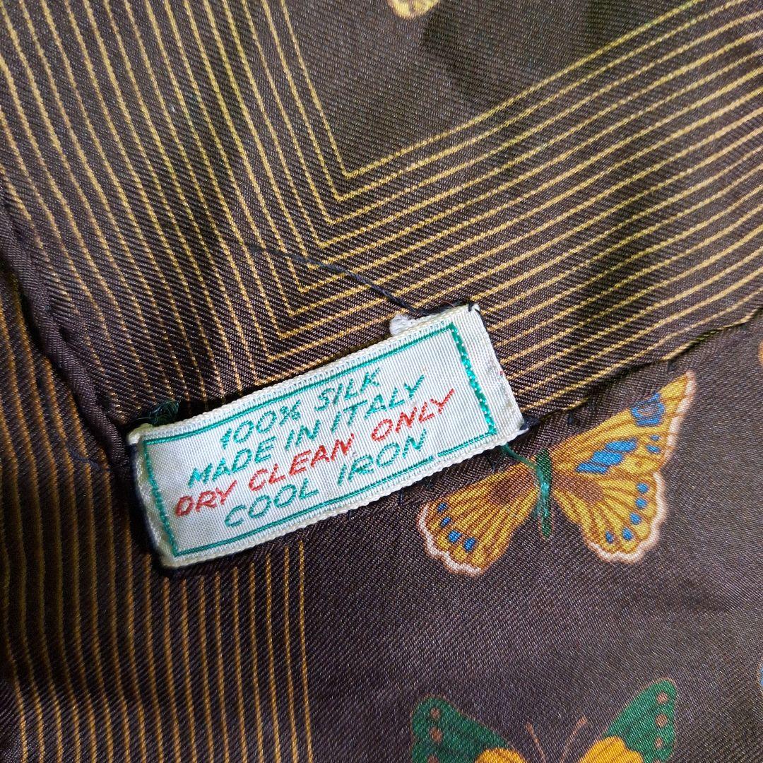 GUCCI 蝶柄 シルクスカーフ ブラウン