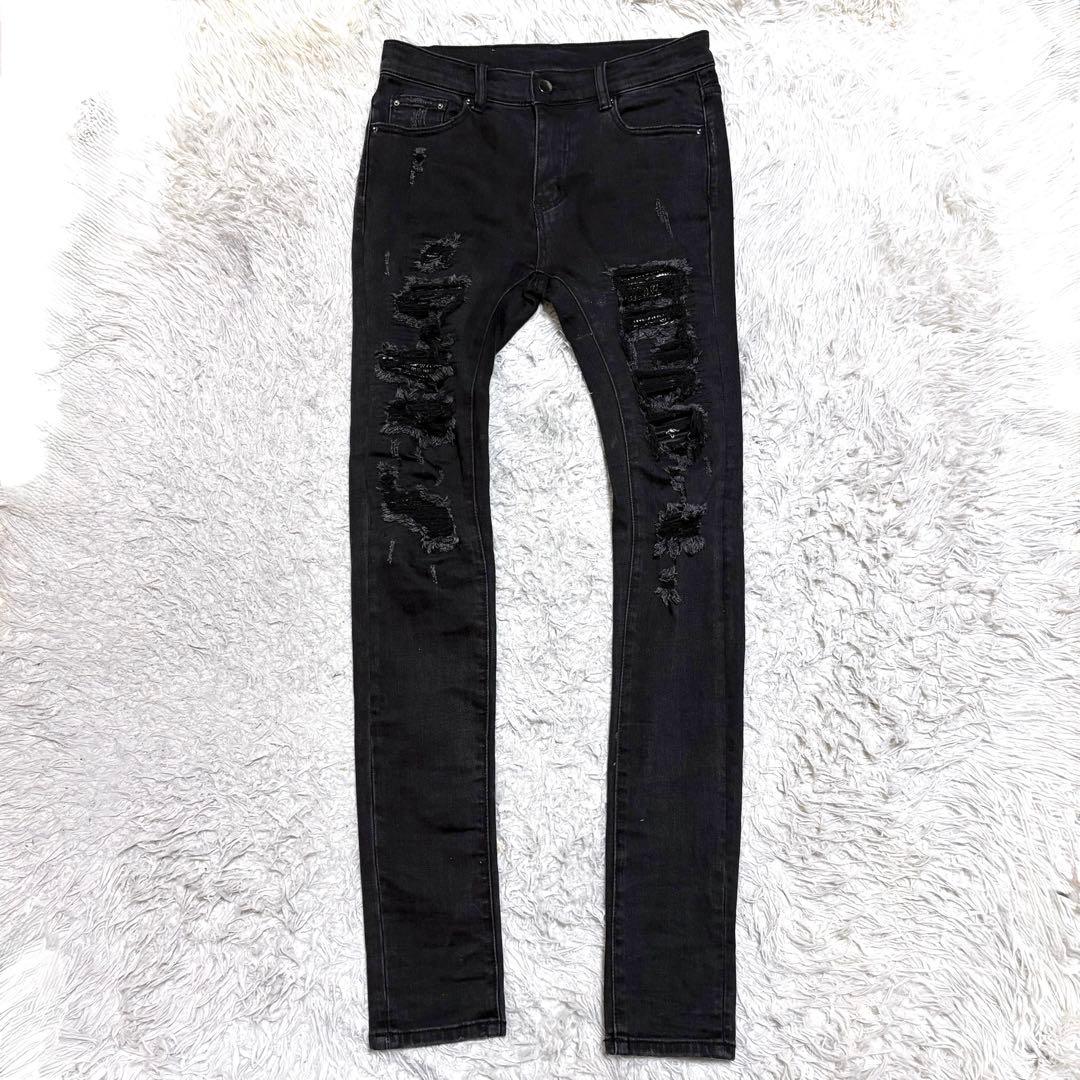 極美品】mnmlミニマル ダメージ加工スキニーデニムジーンズ バンダナ