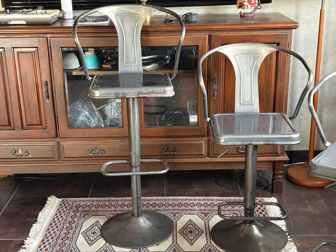 アメリカン ブリキ調 カウンターチェア バーカウンター バーチェア 4