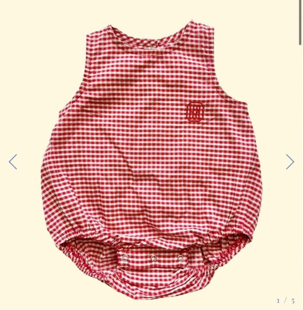 house on the hill 赤チェックロンパース&ボンネット 70 house on the hill ロンパース ボンネット house on the hill 赤
