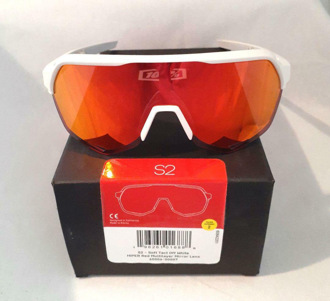 100% S2 ホワイト レッドミラーレンズ ワンハンドレッド サングラス S2 ミラーレンズ サングラス【S2/HiPER®レンズ】｜100%（ワンハンド