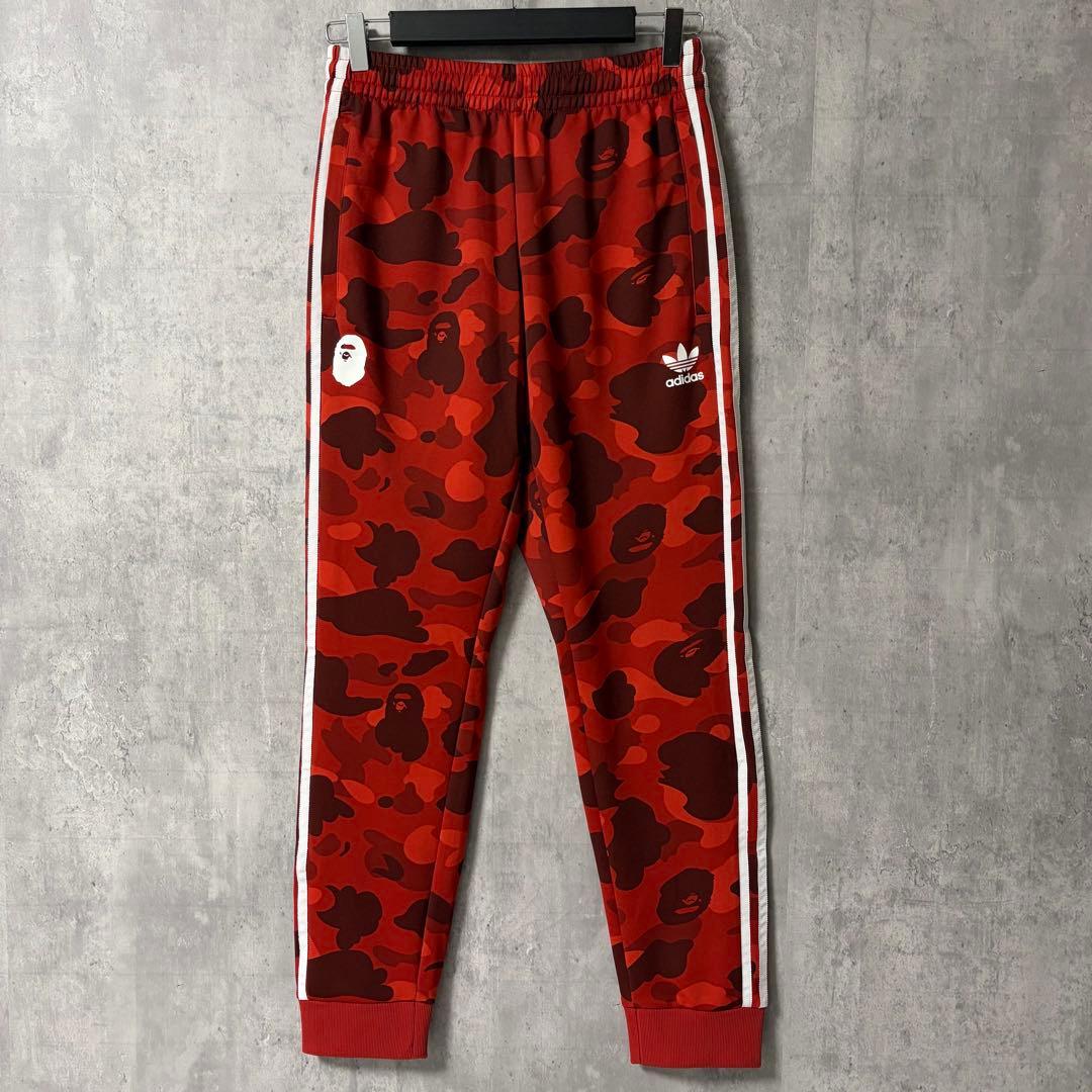 試着のみ】激レア adidas×A BATHING APE トラックパンツ赤 - メルカリ