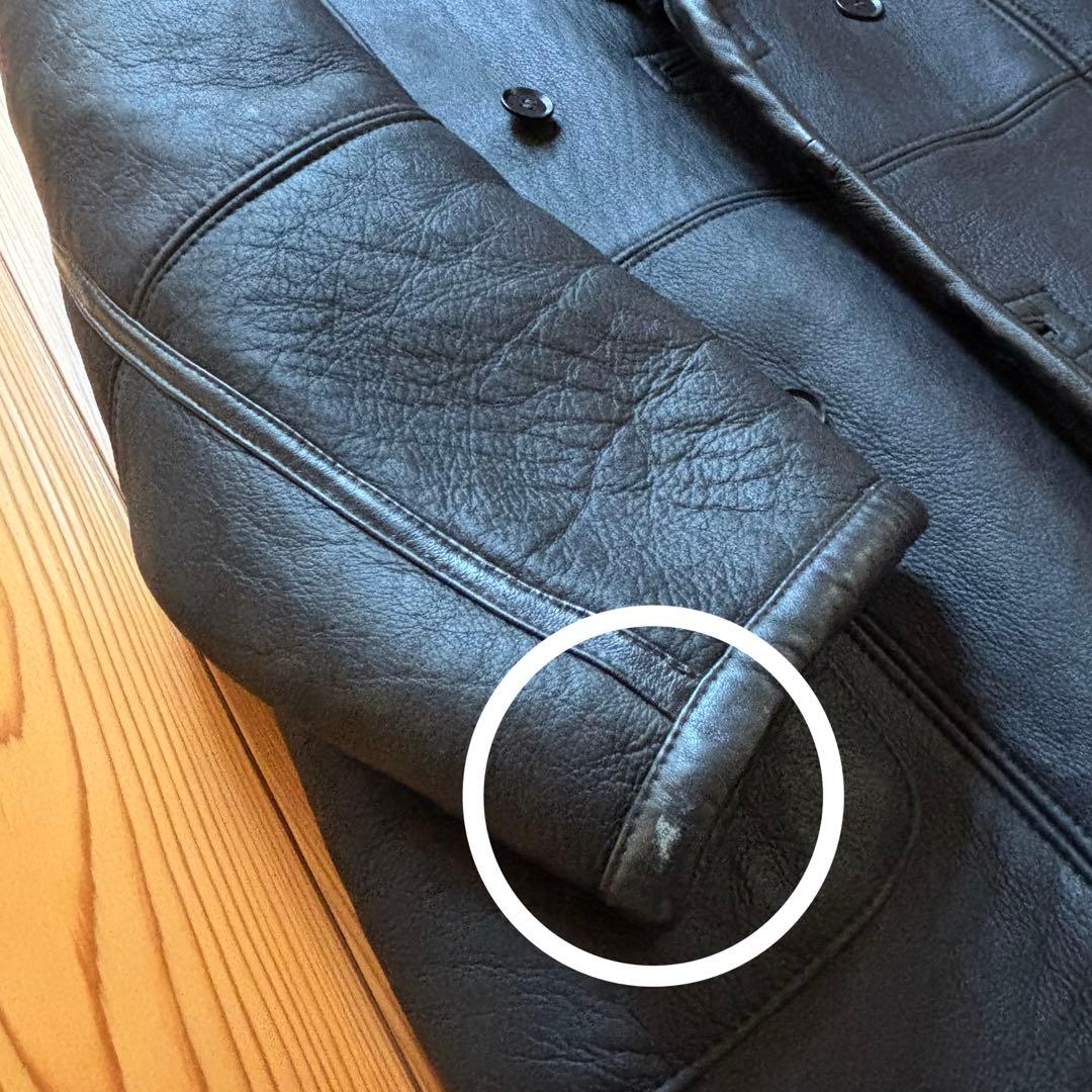 ニコルクラブ リアルムートン ブラックレザーコート ビンテージ 80s