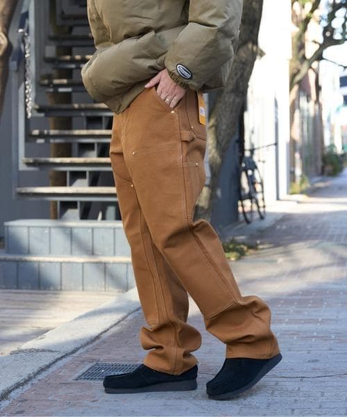 米国製本物W36*L30ノンウォッシュCARHARTTダブルニーB01ブラウン②