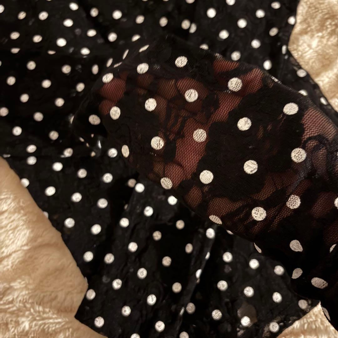 poppy あさぎーにょ ドットレース シースルートップス 黒 - メルカリ