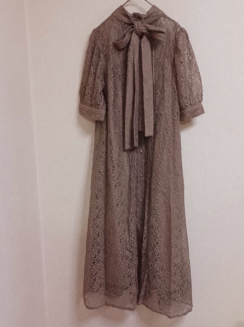 etoll. エトル インナー付きバックリボンレースドレスワンピース