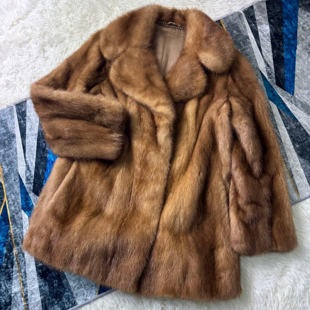 最高級】パステルミンク ファーコート リアルファー 本毛皮 毛並み◎ L