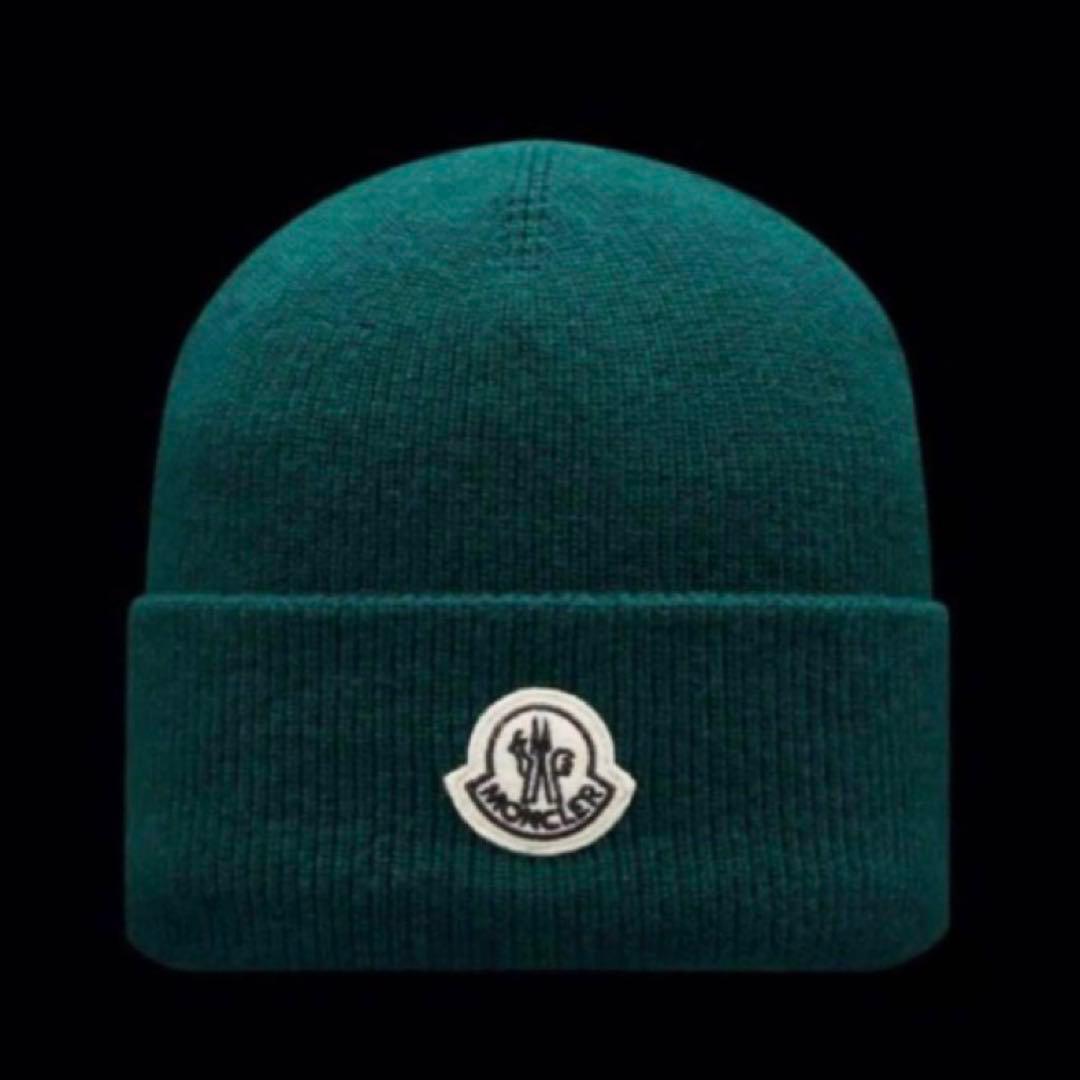 モンクレール フラグメント ニット帽 キャップ ビーニー グリーン