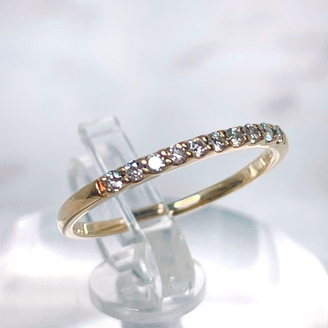 coco様::: K18 ダイヤ 0.10ct ハーフエタニティリング 5号